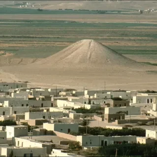 Man walks around he site of Cerro Quemado.