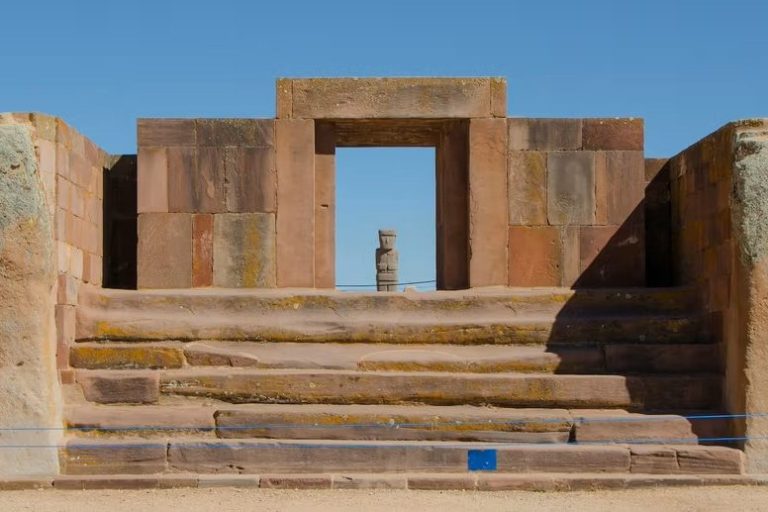 Man walks around he site of Cerro Quemado.