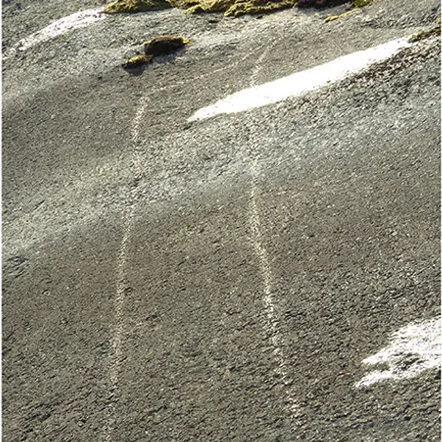 Man walks around he site of Cerro Quemado.