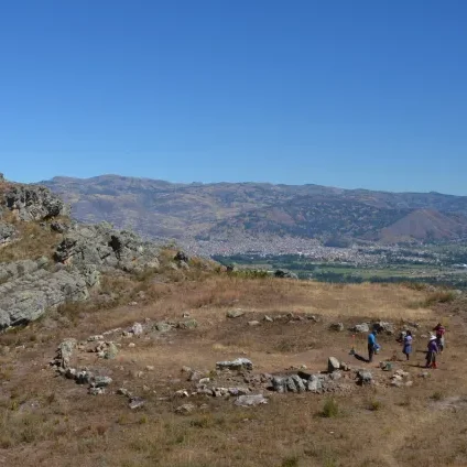 Man walks around he site of Cerro Quemado.