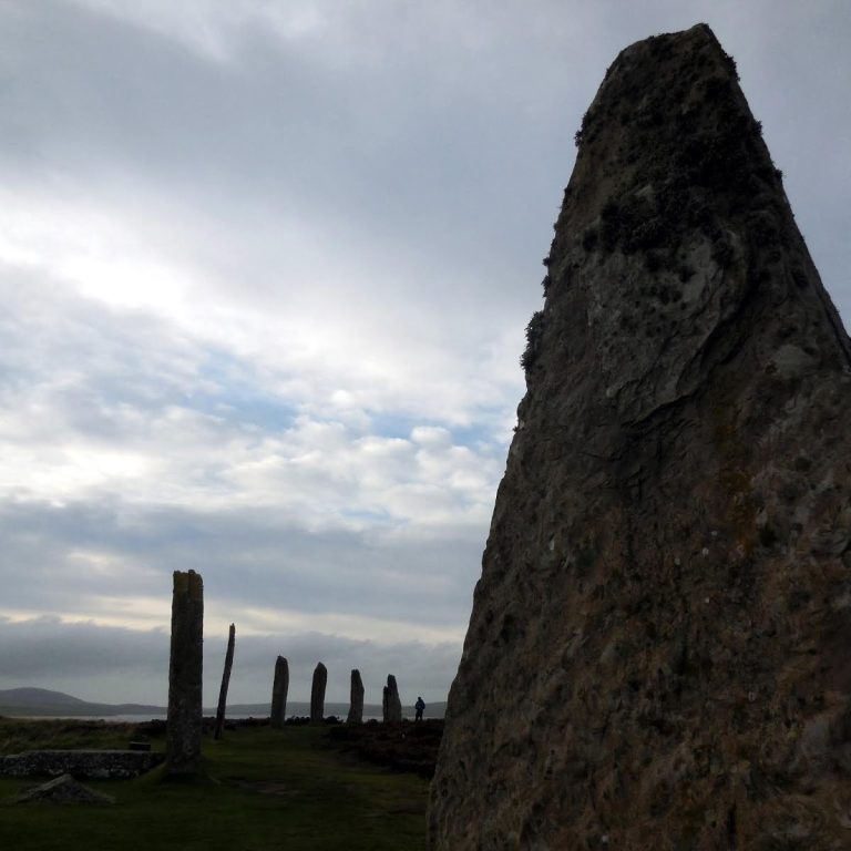 Man walks around he site of Cerro Quemado.