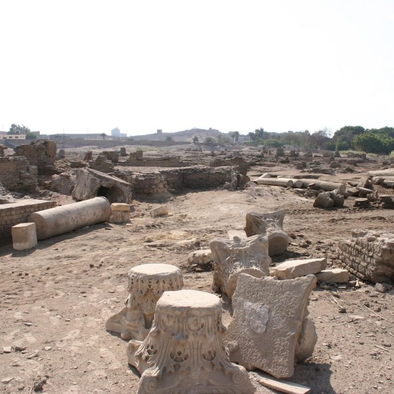 Man walks around he site of Cerro Quemado.