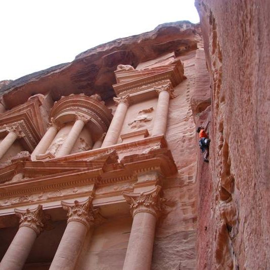 Man walks around he site of Cerro Quemado.